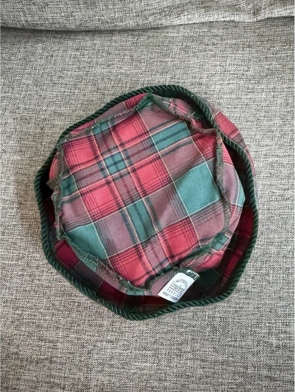 Longaberger 7” Generations Basket Liner Evergreen Plaid Liner Only